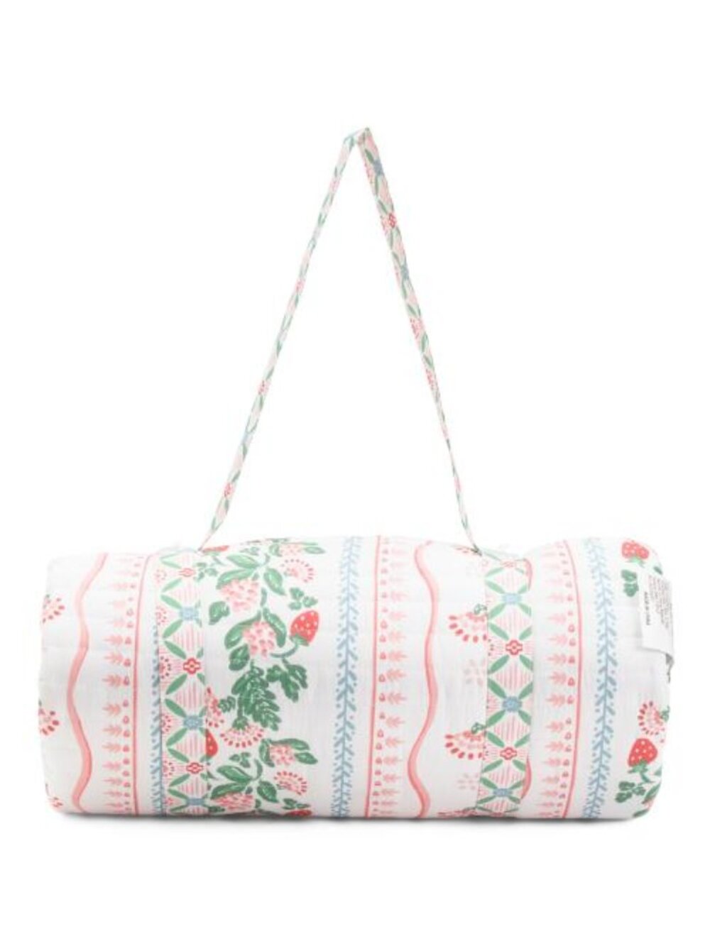 ENVOGUE Reversible Strawberry Floral Striped Outdoor Picnic Blanket
